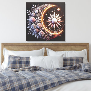 Blumenhalber Mond gesteppte Leinwand drucksvoll