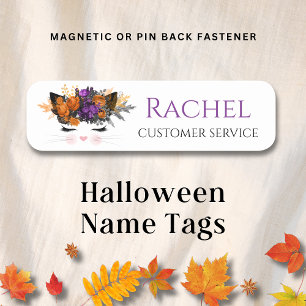 BlumenHalloween Hexenkatze Personalisierter Name Namensschild