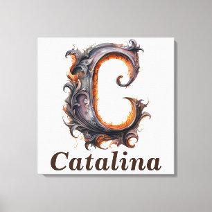 BlumenHalloween-Individuelle Name Letter C Monogra Leinwanddruck