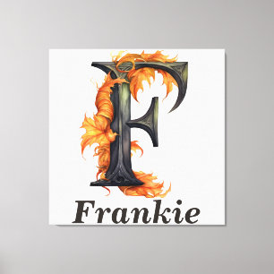 BlumenHalloween-Individuelle Name Letter F Monogra Leinwanddruck