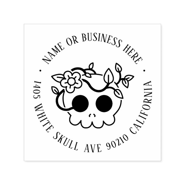 BlumenHalloween Skull Individuelle Name Rücksendea Permastempel (Design)