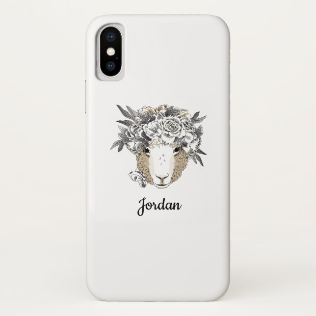 Blumenhalo-Schafe | addieren Ihren Namen Case-Mate iPhone Hülle (Rückseite)