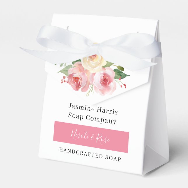Blumenhandgemachte Seife Neroli und Rose Gefälligk Geschenkschachtel (Vorderseite)