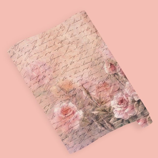 Blumenhandschrift - Rose Antiquitäten Geschenkpapier (Von Creator hochgeladen)
