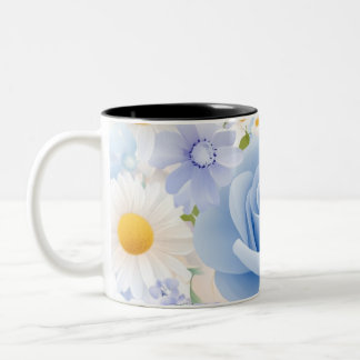 Blumenharmonie: Ein buntes Bouquet-Muster Zweifarbige Tasse
