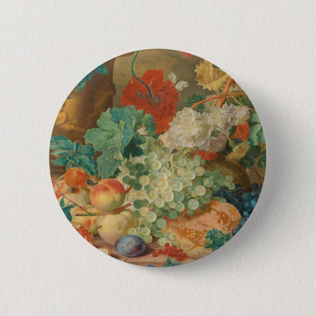 Blumenharmonie und Fruchtbarer Splendor Botanische Button (Vorderseite)