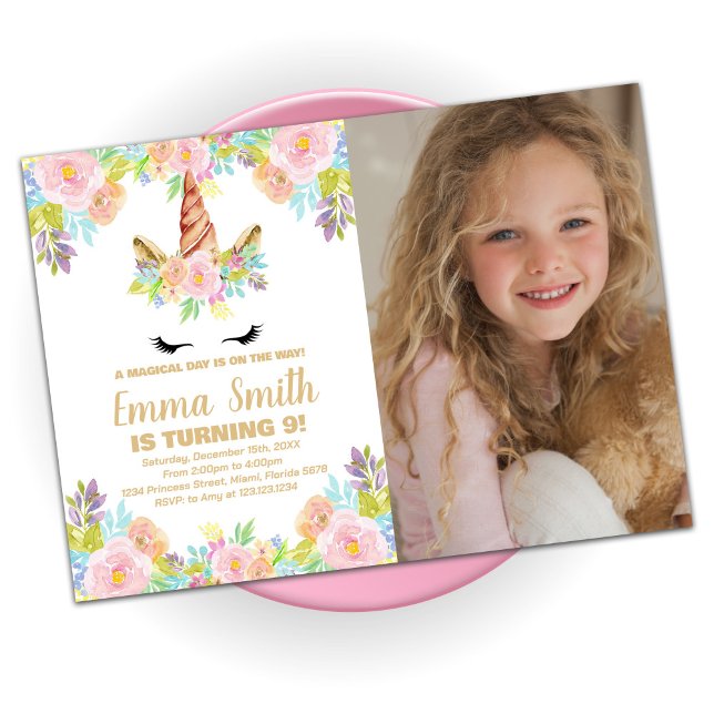 Blumenharmonika zum Geburtstag Einladungen mit Fot (Von Creator hochgeladen)