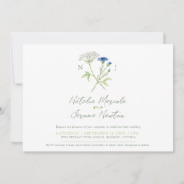 Blumenhartkraut, botanisch-weiße Hochzeit Einladung