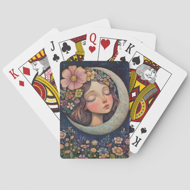 Blumenhaut und Crescent Moon Spielkarten (Rückseite)