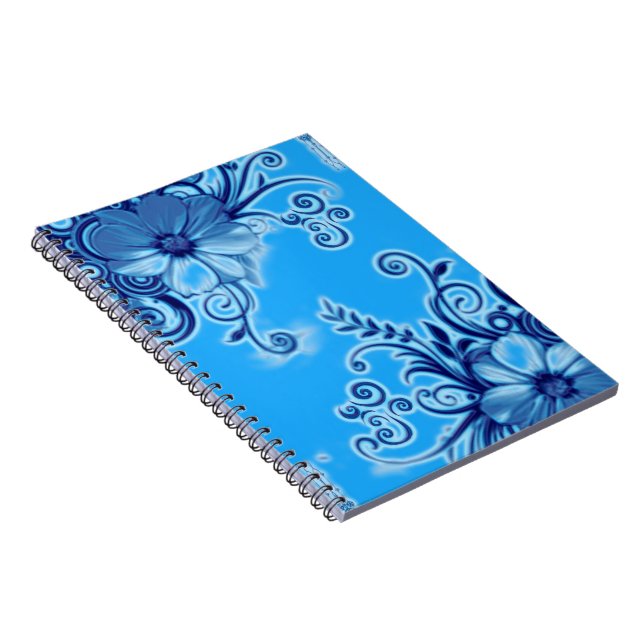 Blumenheft Blau Notizblock (Rechte Seite)