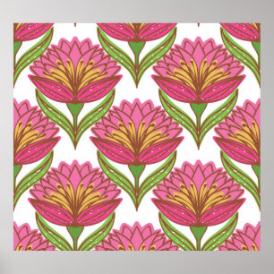 Blumenhelligkeit: Rot weiß Vintag. Poster