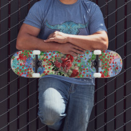 Blumenherz auf Collage Skateboard