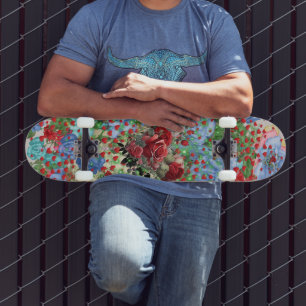 Blumenherz auf Collage Skateboard