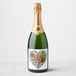 Blumenherz Champagnerflaschenetikett