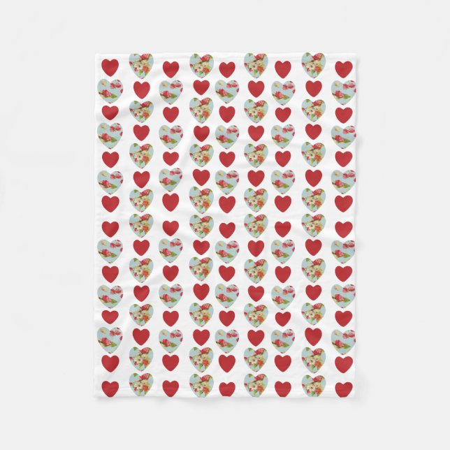 Blumenherz-Decke Fleecedecke (Vorderseite)