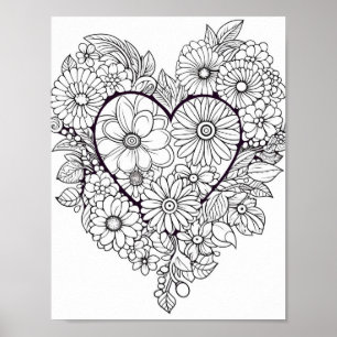 Blumenherz-Farbplakat Poster