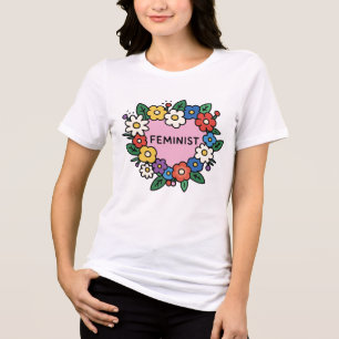 Blumenherz Feministische Tri-Blend-Bluse Tri-Blend Shirt