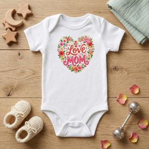 Blumenherz, Geschenk für Mommies   Ankündigung Neu Baby Strampler