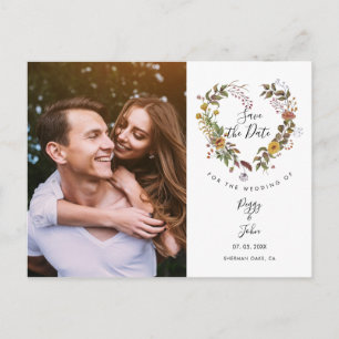 Blumenherz-Girlande Foto Hochzeit Termin vormerken Postkarte