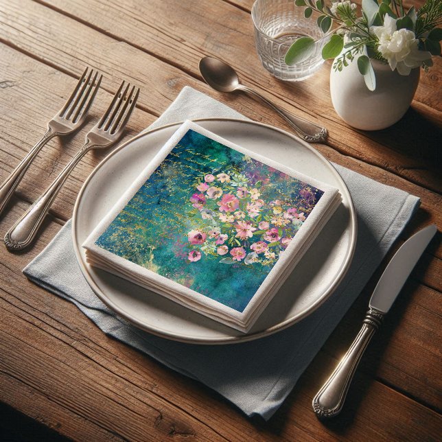 Blumenherz Gold Romantische Handschrift Entsprechu Serviette (Von Creator hochgeladen)