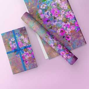 Blumenherz Gold Vintage Handschrift Geschenkpapier