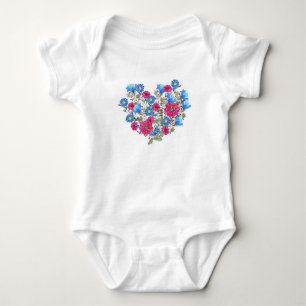 Blumenherz in Aquarellfarben, helle Wildblumen Baby Strampler