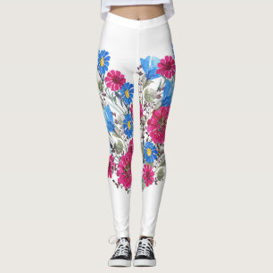 Blumenherz in Aquarellfarben, helle Wildblumen Leggings