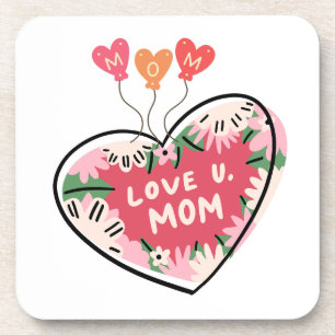 Blumenherz "Love U. Mom" Untersetzer