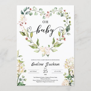 Blumenherz Oh Babydusche Einladung Girl Boho
