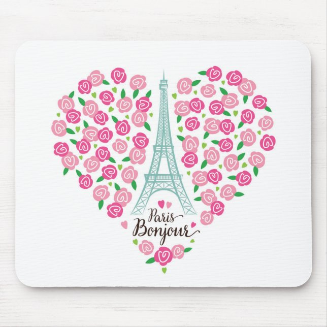Blumenherz Paris Bonjour | Mousepad (Vorne)
