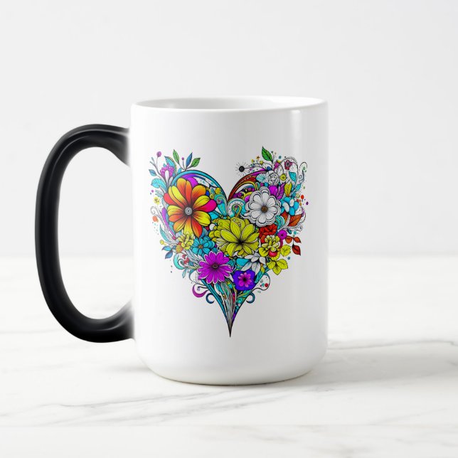 Blumenherz Personalisiert Verwandlungstasse (Links)