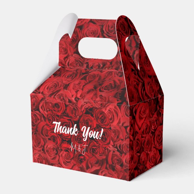 Blumenherz-Rote Rosen Hochzeit Danke Ihnen Gefalle Geschenkschachtel (Vorderseite)