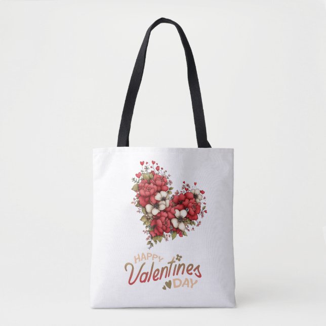 Blumenherz-Strauß Valentinstag Tasche (Vorderseite)