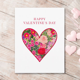 Blumenherz Valentinstag, rosa Blumen Blumen  Feiertagspostkarte
