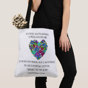 Blumenherz, Vers. von Lamentationen 3:22-24 Tasche