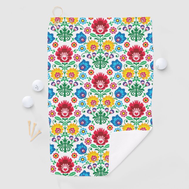 Blumenherz-Volkskunst-Muster Golfhandtuch (Insitu)