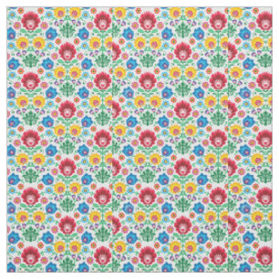 Blumenherz-Volkskunst-Muster Stoff