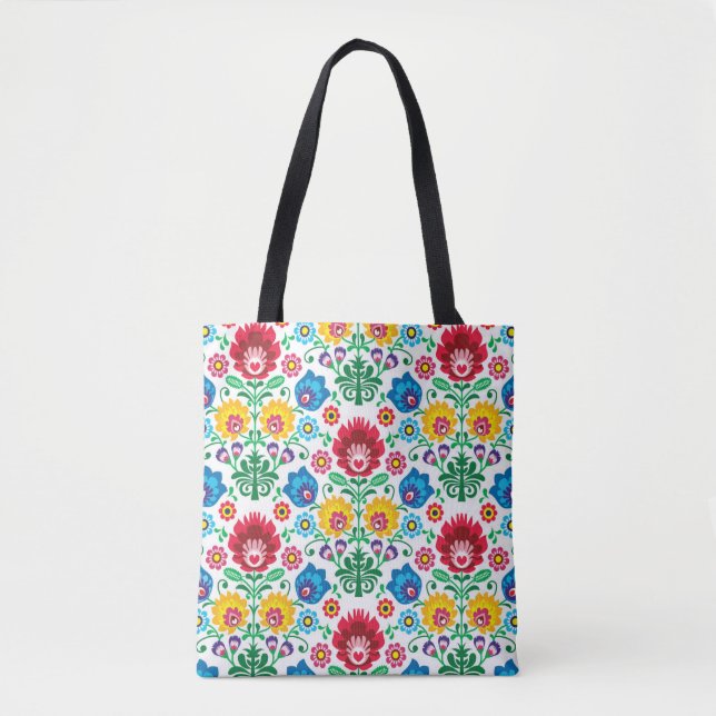 Blumenherz-Volkskunst-Muster Tasche (Vorderseite)