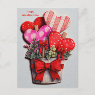 Blumenherzen in einem Valentinstagskarten-Topf Postkarte