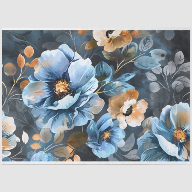 Blumenhintergrund Dekoration für blaue Pfirsichfar Seidenpapier (Vorderseite)