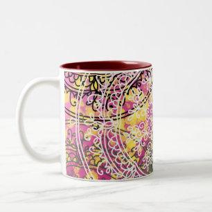Blumenhintergrund Manda-Kissen Zweifarbige Tasse