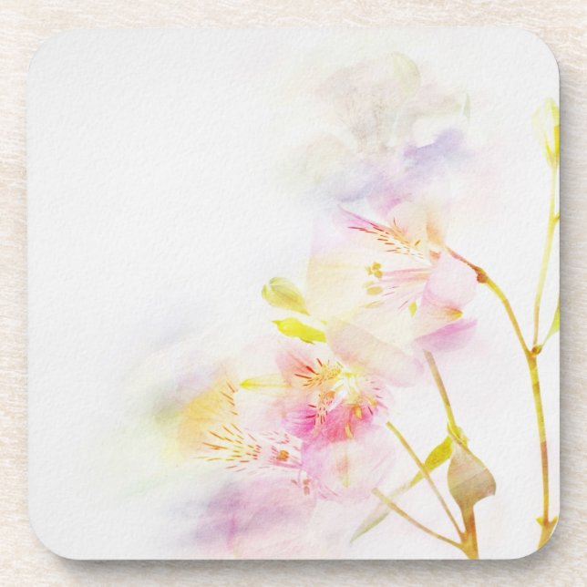 Blumenhintergrund mit Watercolor-Blumen Getränkeuntersetzer (Vorderseite)