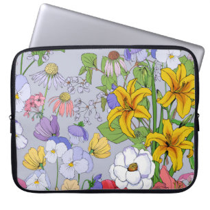 Blumenhintergrund nahtlos Vintag. Lilien, pansie Laptopschutzhülle