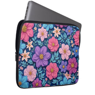 Blumenhintergrund, rosa und lila, laptopschutzhülle