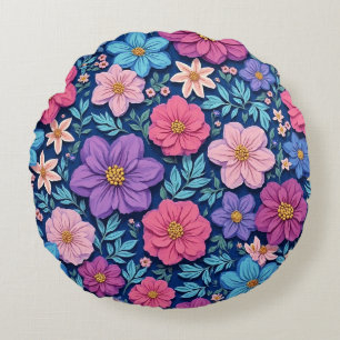 Blumenhintergrund, rosa und lila, rundes kissen