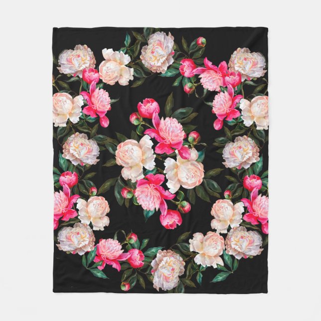 Blumenhintergrund. Rosa und weiß auf einem Dar Fleecedecke (Vorderseite)