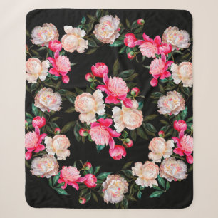 Blumenhintergrund. Rosa und weiß auf einem Dar Sherpadecke