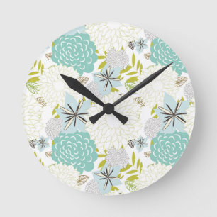 Blumenhintergrund Runde Wanduhr