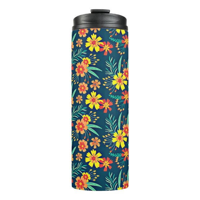 Blumenhintergrund Schönes Design Thermosbecher (Vorderseite)