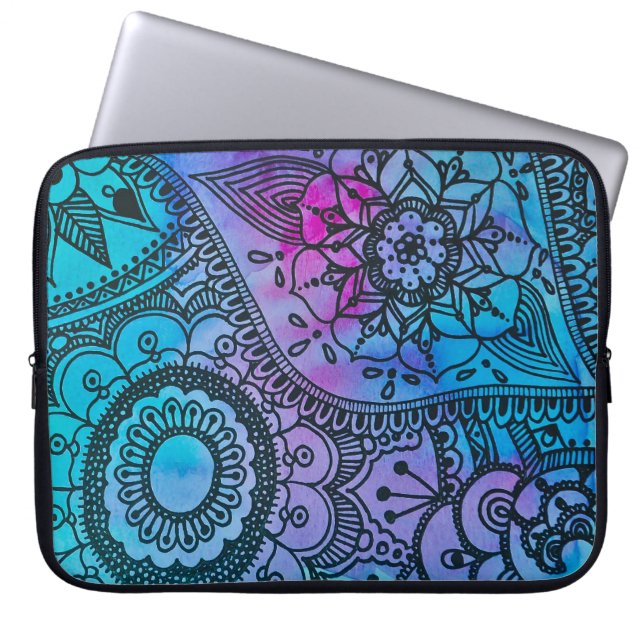 Blumenhippie-Druck-Laptop-Hülse durch Megaflora Laptopschutzhülle (Vorderseite)